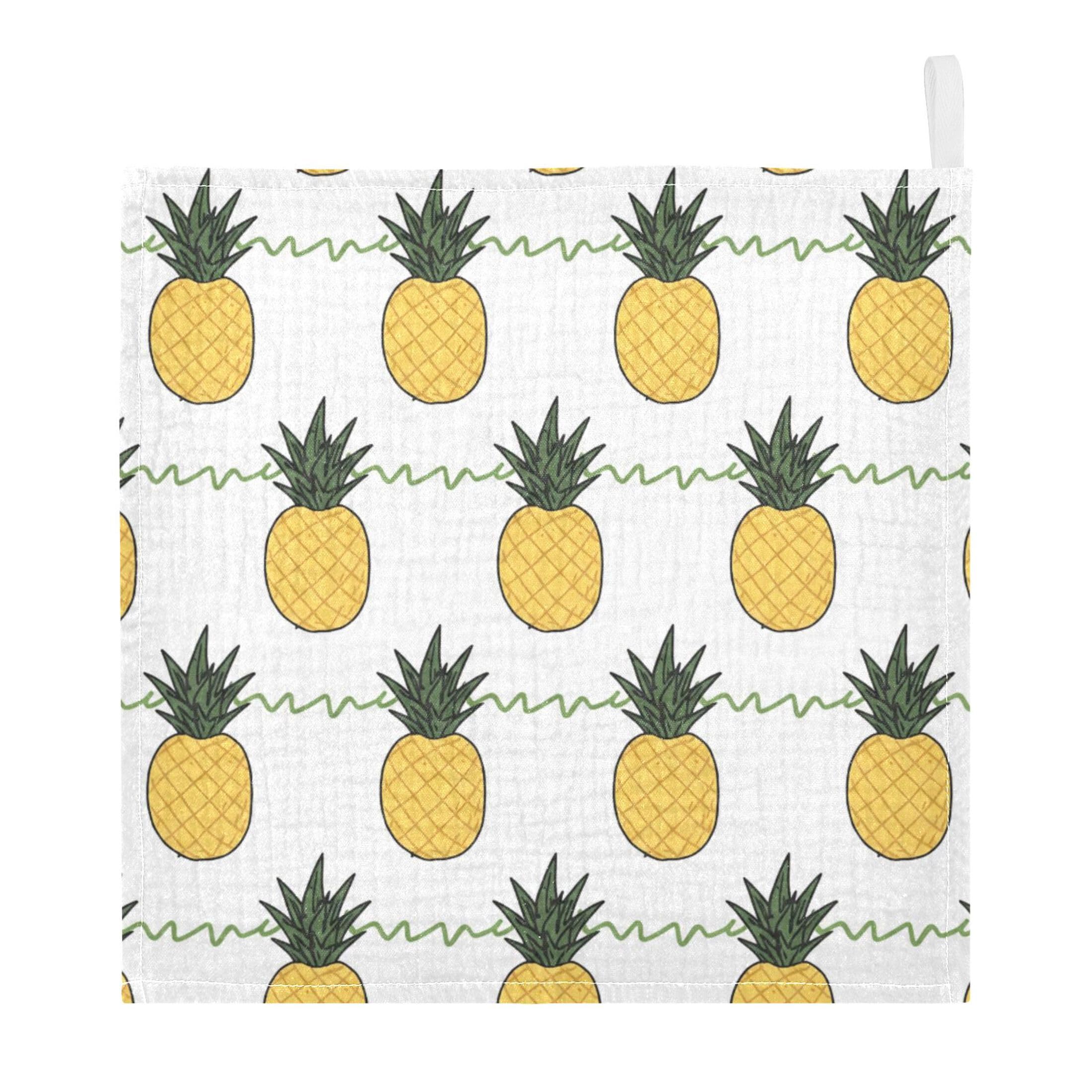 Fuauuyl Pineapple Baby Muslin Washcloths Cotton Absorbent Soft Burp Cloths for Newborns Infants Toddlers, Reusable Face Towels for Sensitive Skin, 5 Pack, 12x12 in