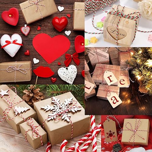 Miniatura 6 de Benvo 656 Feet Cooking Twine Kitchen Cotton String 2mm Bakers Twine Natural Jute Twine 2 Ply String Rope Cord Wrapping (Red White and Red Green