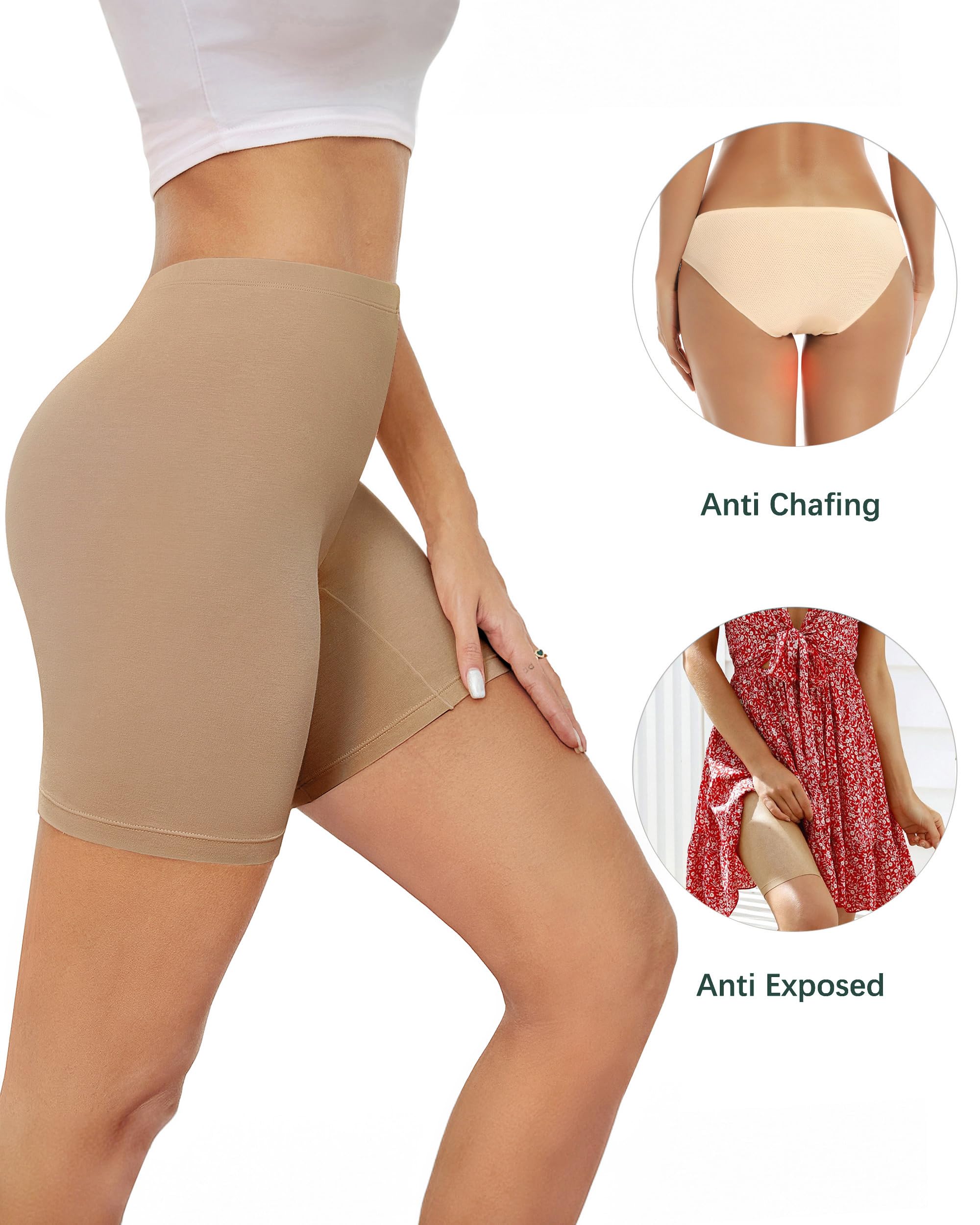 VOENXE Mutande Boxer da Donna Pantaloncini Sottogonna Donna Culotte Cotone Antisfregamento Leggings Corti Culotte Slip Donna Mezza Gamba Cotone Sport Hot Pant Vita Alta Senza Cuciture Pacco da 4