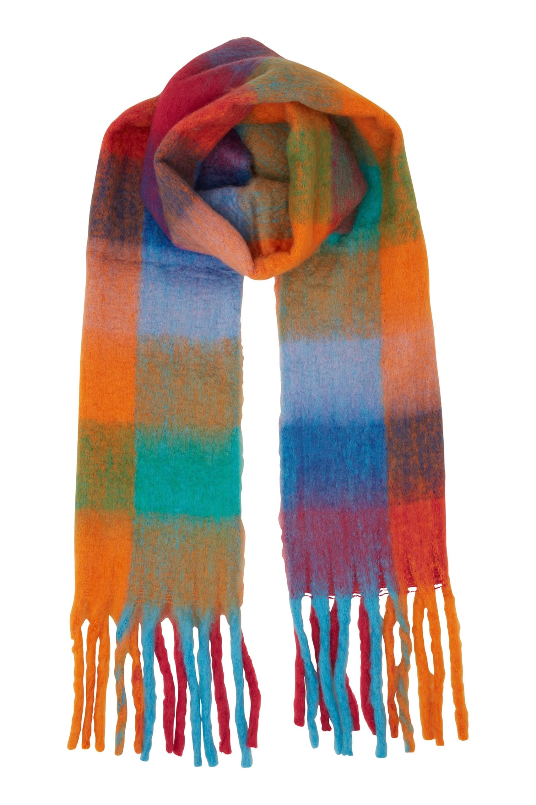Yumi Women's Multi Check Soft Tassel Scarf