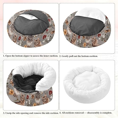 Miniatura 8 de Cute Somali Cats Realistic Style Gray Calming Anti Anxiety Pet Dog Bed fluffier Dog & Cat Cushion for Small Size Pets Sleeping cama elevada para