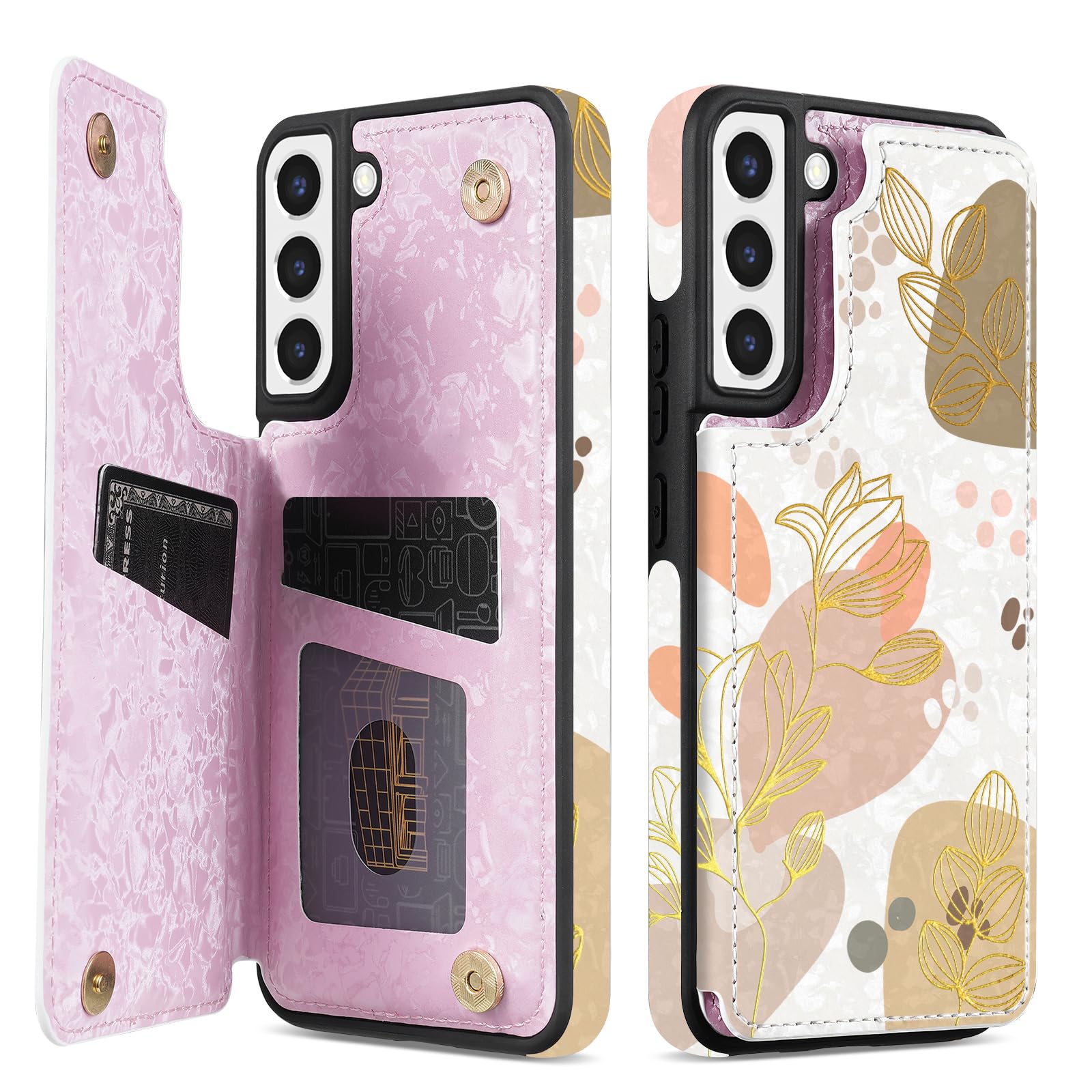 NNH Compatible with Samsung Galaxy S22 Wallet Case with RFID Blocking Card Slots Folio Flip PU Leather Kickstand Double Magnetic Clasp Design Cover