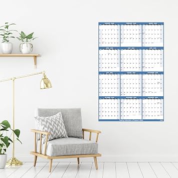 2026 Yearly Wall Calendar - Large Yearly Calendar 2026, Jan 2026 - Dec 2026, 25.2 x 38.2 (Open), 2026 Calendar, Large Wall Calendar 2026, Full Year Paper with Notes, Thicker Paper - Light blue