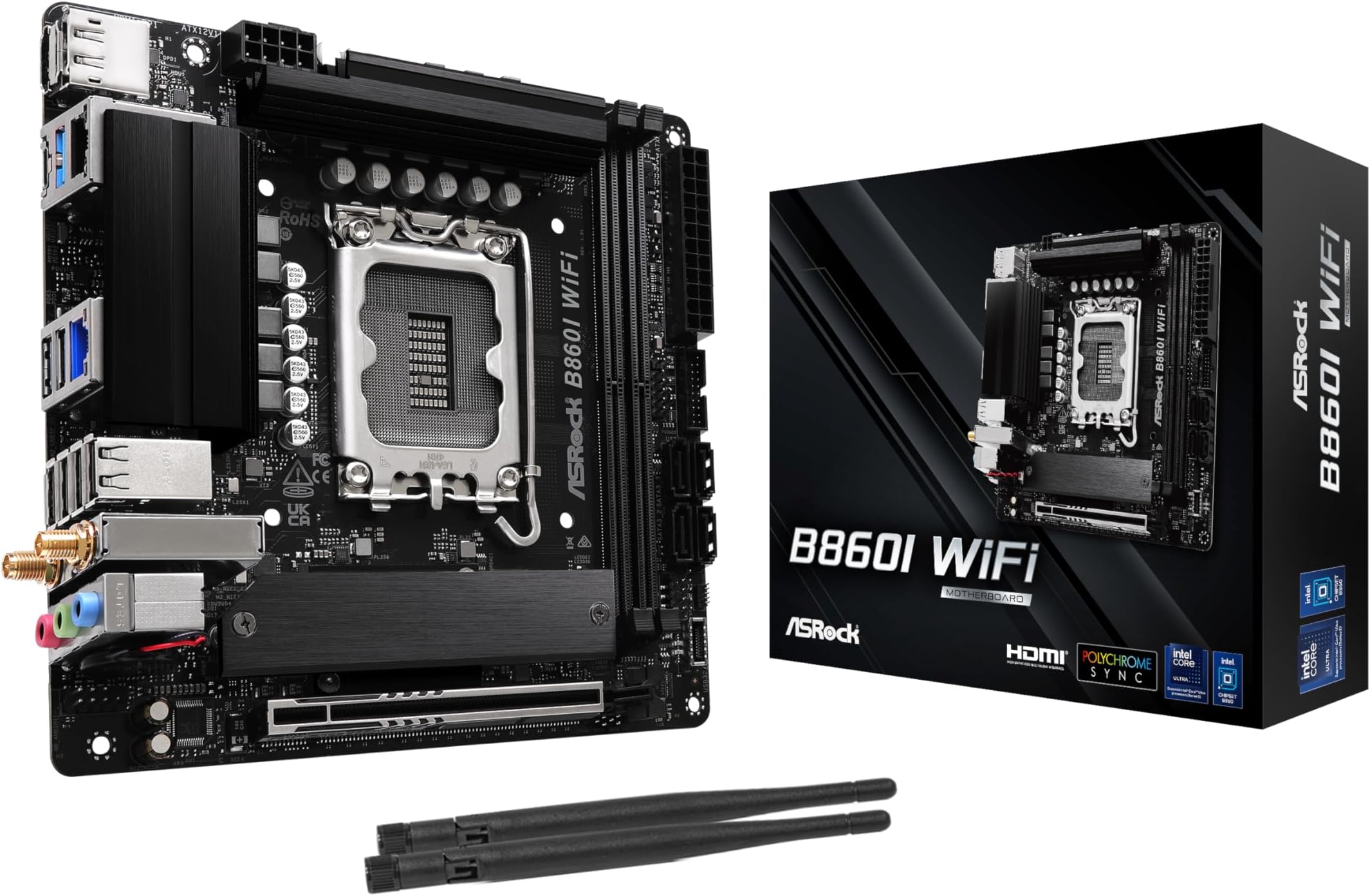 ASRock Intel Core Ultra B860 LGA1851 B860I WiFi 6E DDR5 8933 MHz 128GB M.2 Mini ITX Motherboard SATA3 6.0 Gb/s PCIe 5.0
