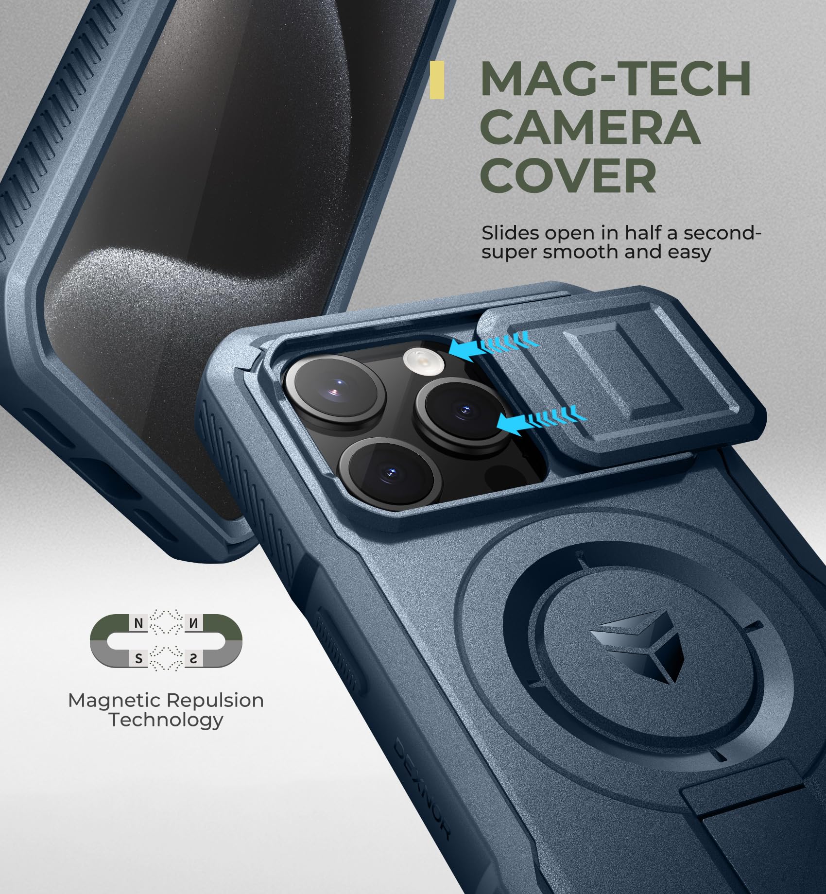 Amazon.co.jp: Dexnor iPhone 15 Pro 用ケース [MagSafe対応] - ブルー