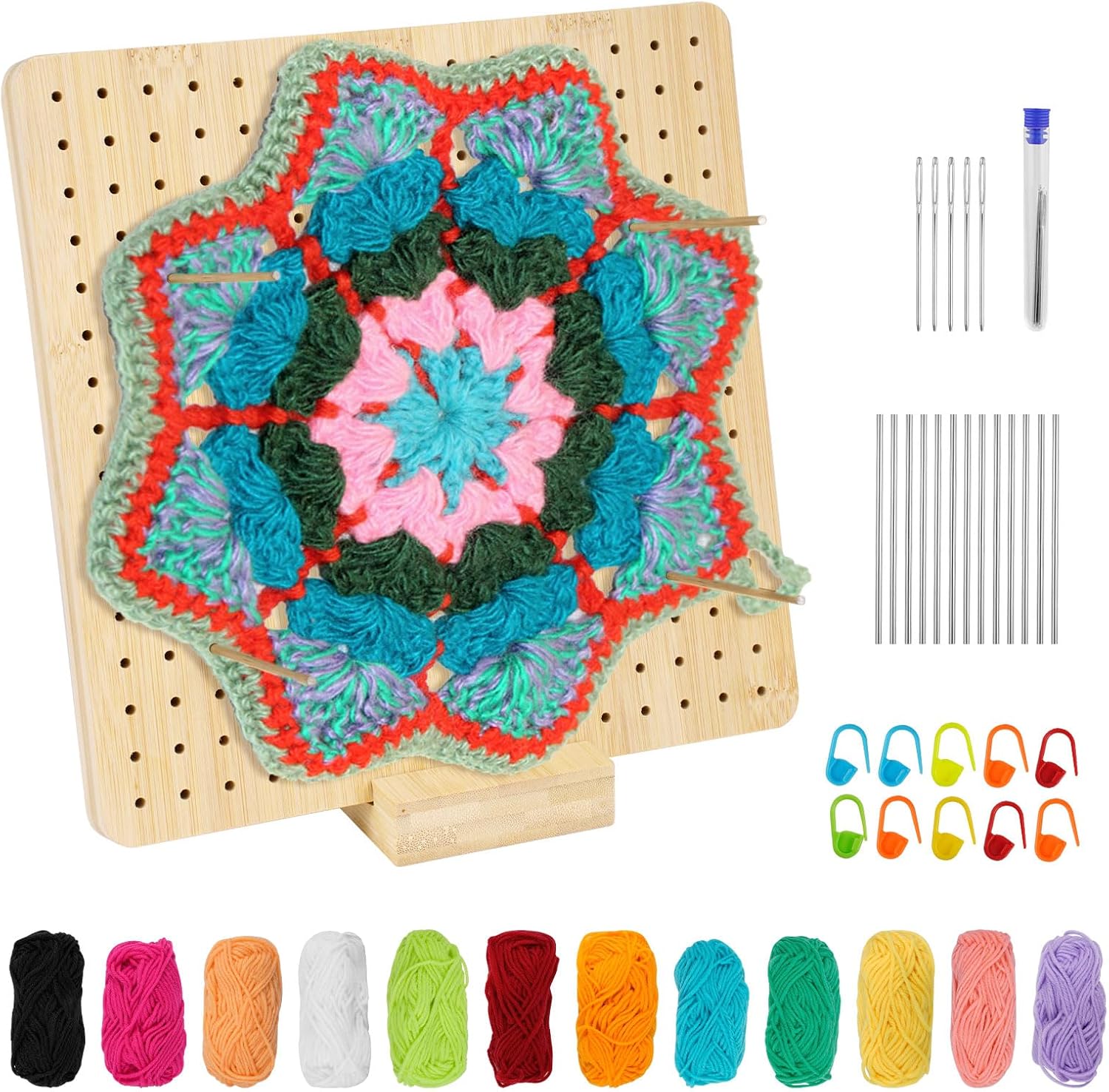 Yukung Wooden Blocking Board for Crochet, Granny Square Blocking Board