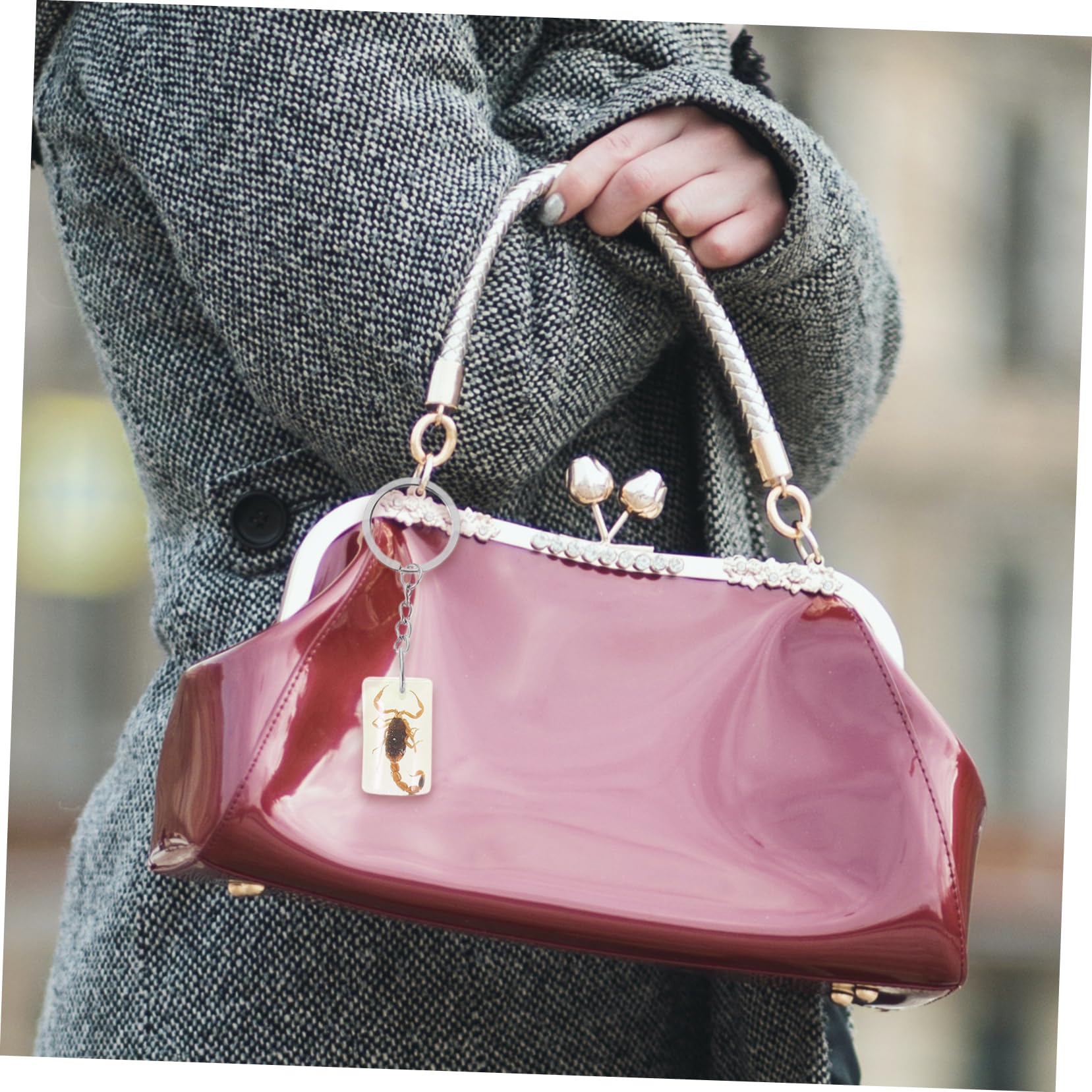 DEARMAMY Insect Specimen Keychain Keyring Boys and Girls Creative Pendant Bag Hanging Decor Keychain Set Style