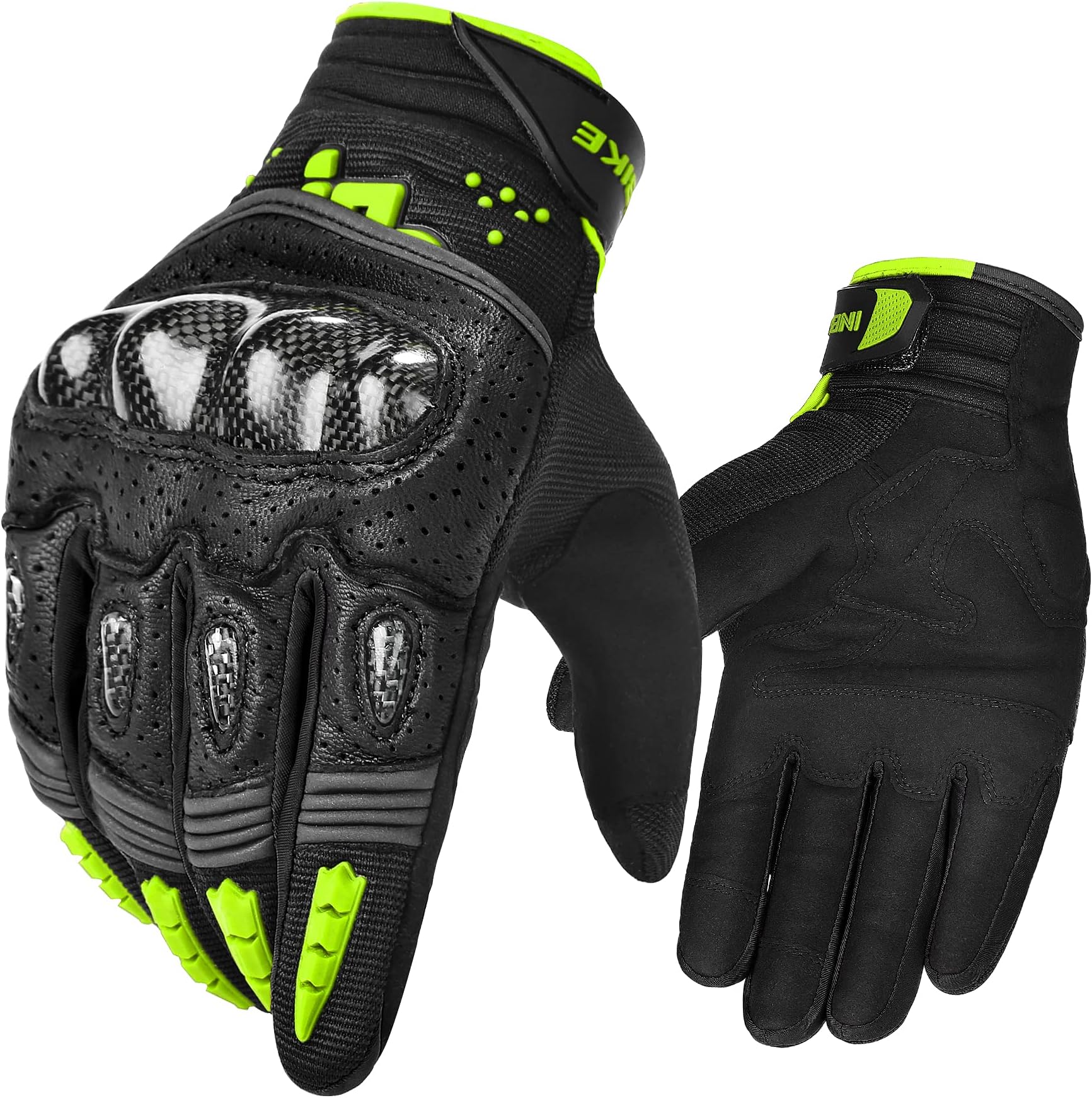 INBIKE Motorcycle Gloves Hard Knuckle Gloves Motorbike Gloves Men Breathbale Carbon Fiber Green Medium