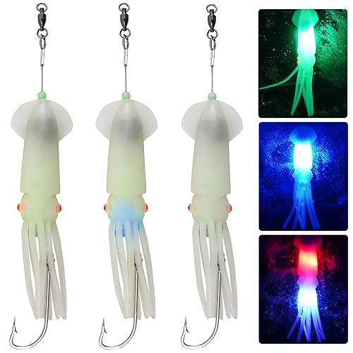 Saltwater Squid Fishing Lures,LED Fishing Lures Lighted Glow Squid Lure