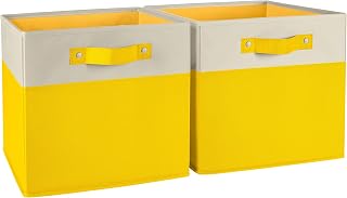 RiverRidge Kids storage bins - 10.5 Cube Storage Organizer with Handles – Yellow Two-Tone closet organizers and storage for Toys, Shoes & More - Fits Cabinets