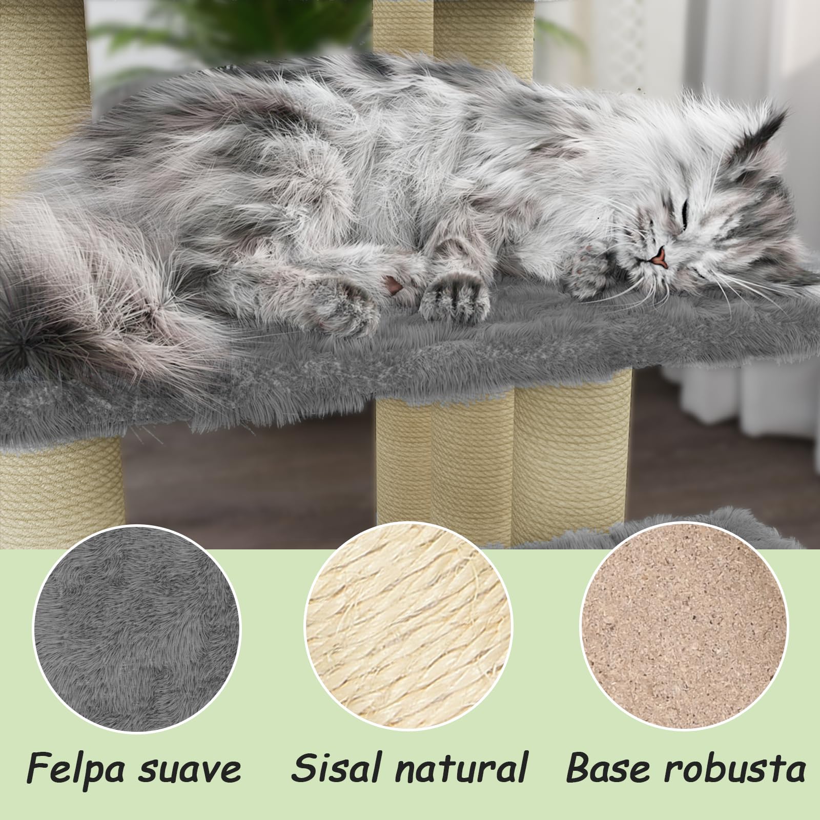 vidaXL Rascador para Gatos con Postes de Sisal 119 cm Gris Claro Mascotas