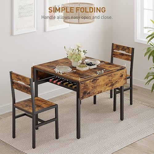 Miniatura 3 de Juego de mesa de comedor para 4, juego de mesa de cocina extensible con 4 sillas, mesa de comedor con marco de metal sólido y tablero de MDF, mesa