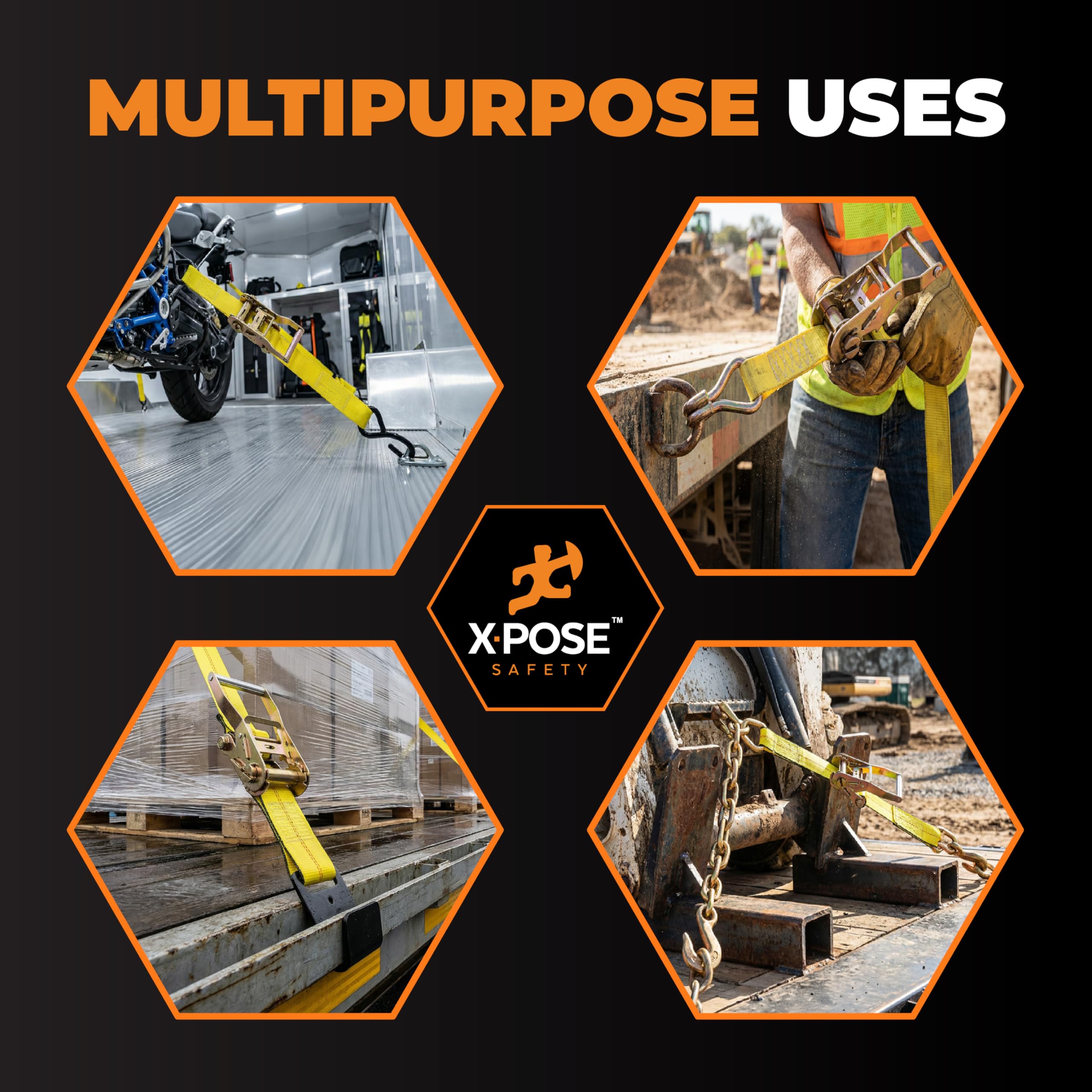 Amazon.co.jp: Xpose Safety格納式ラチェットストラップ ダブルJフック