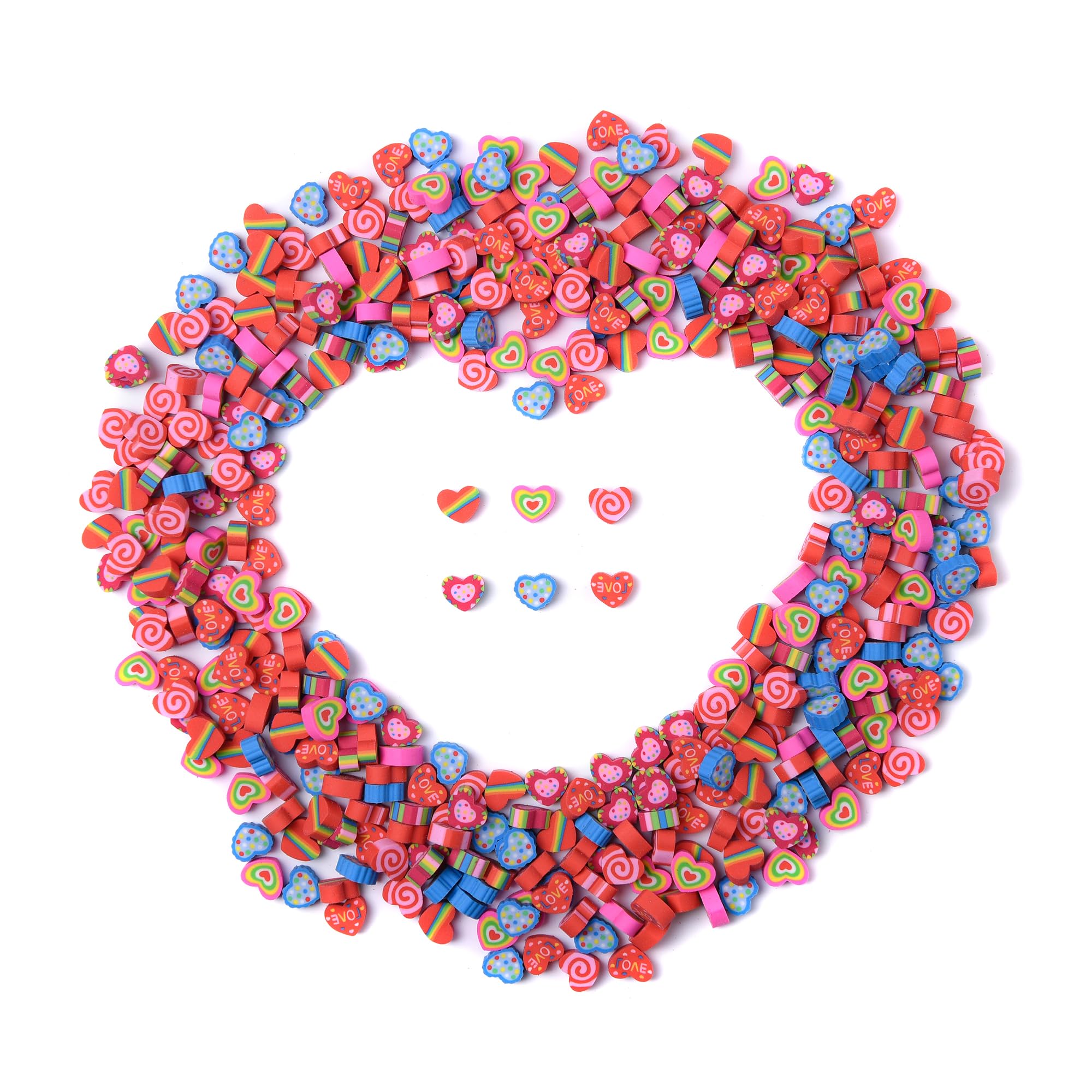 400 pcs Mini Fun Cute Heart Erasers for Kids Bulk,Back to School Party Gifts Valentine's Day Gifts(Heart erasers)