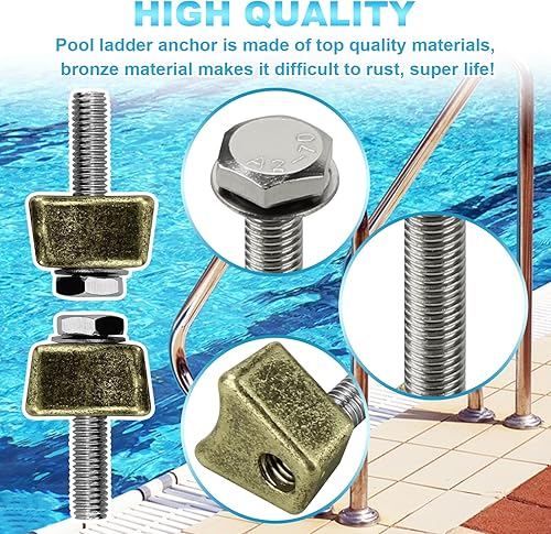 Miniatura 6 de Anclajes de escalera de piscina, PW Perma-Socket Wedge Assy para anclajes estilo Hanover - Bronce con perno, piezas de escalera de piscina se adapta