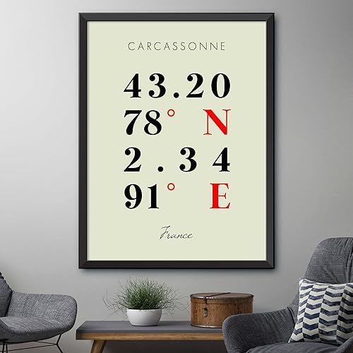 Miniatura 4 de Mapa de Carcassonne, Francia, Coordenadas Multilíneas de Colores (12x16)