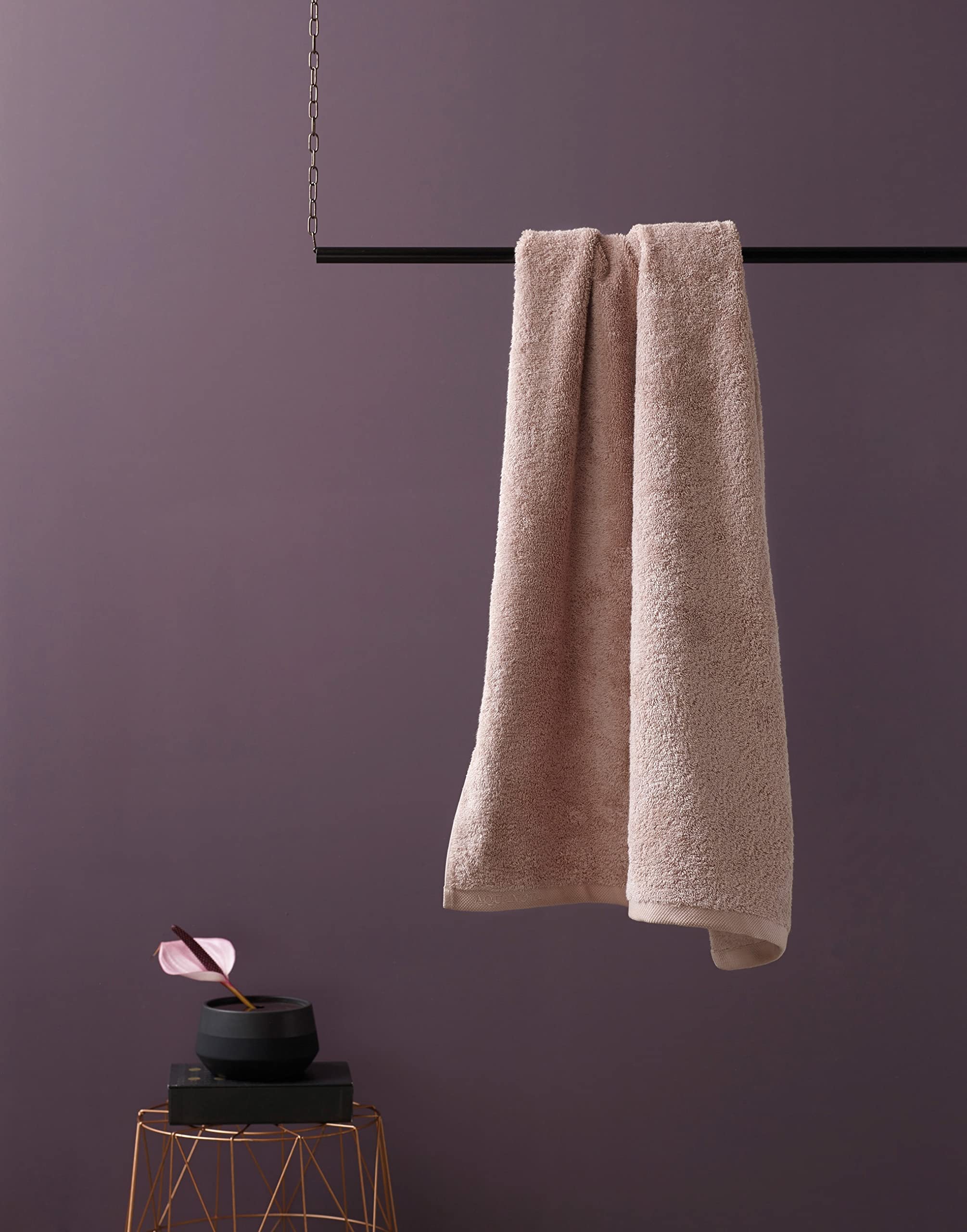 Dreams & Drapes Aveline Badetuch | 100% Baumwolle, 90x150 Cm | Zartes Rosa, 550 G/m² | Mit Velours-Bordüre