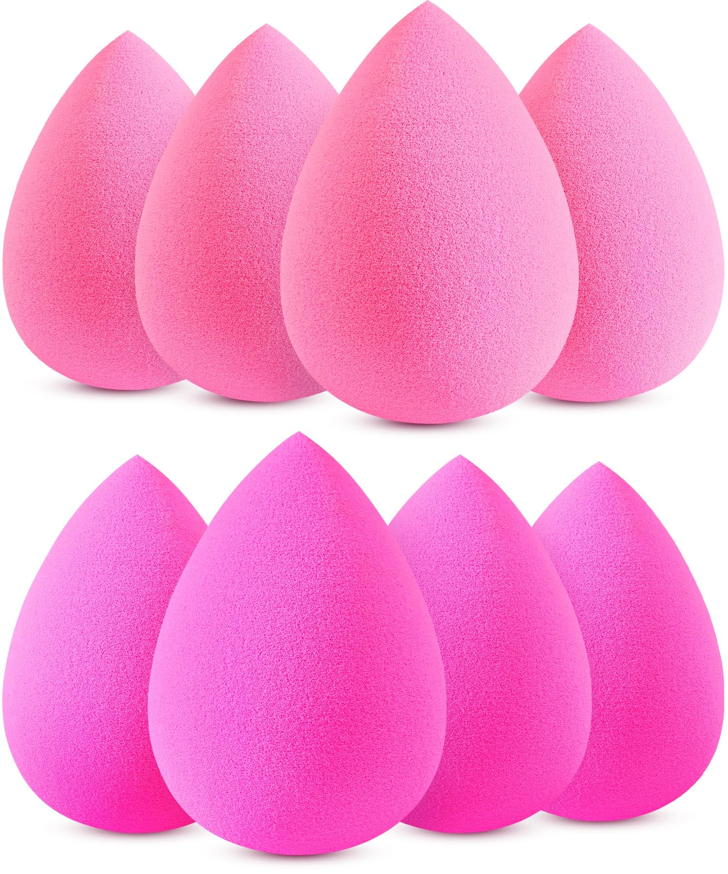 Foonbe8Pcs Makeup Sponge Set Latex-Free, High-Definition Super Soft Makeup Blender for Powder Cream and Liquid, Pink&Rose Red, Flawless Streak-Free Application Vegan Cruelty-Free Beauty Sponge