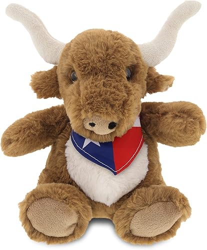 DolliBu Peluche Texas Longhorn de peluche Peluche de Texas Longhorn suave abrazable, adorable juguete de peluche para jugar, lindo regalo de vida