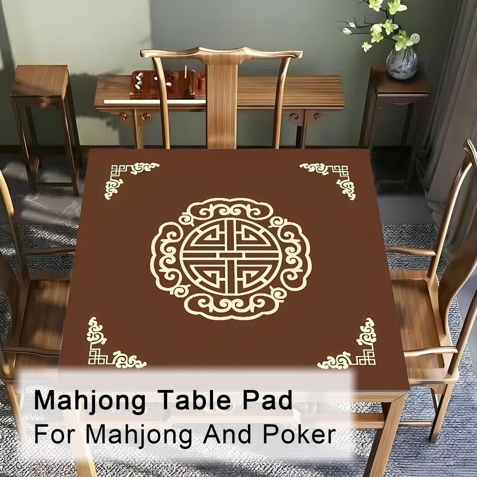 Maty do pokera. Mata na stół Mahjong Maty do gier stołowych, zagęszczona torbą do przechowywania, mata antypoślizgowa i redukująca hałas Mahjong, do gier karcianych w pokera(Brown,80x80cm(31.49x31.49i