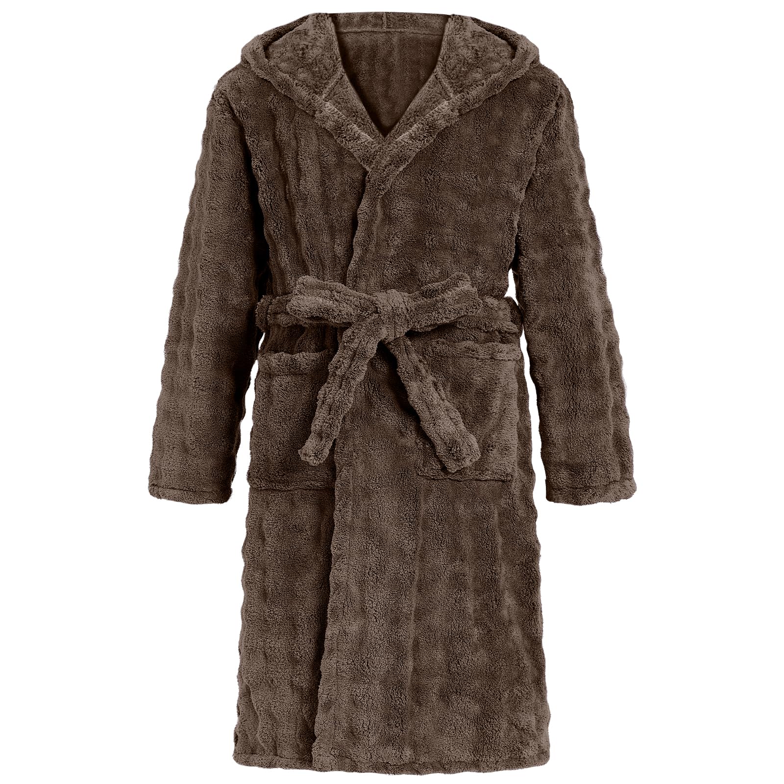 WYTbaby Accappatoio unisex in morbido pile con cappuccio per bambini da 4 a 14 anni