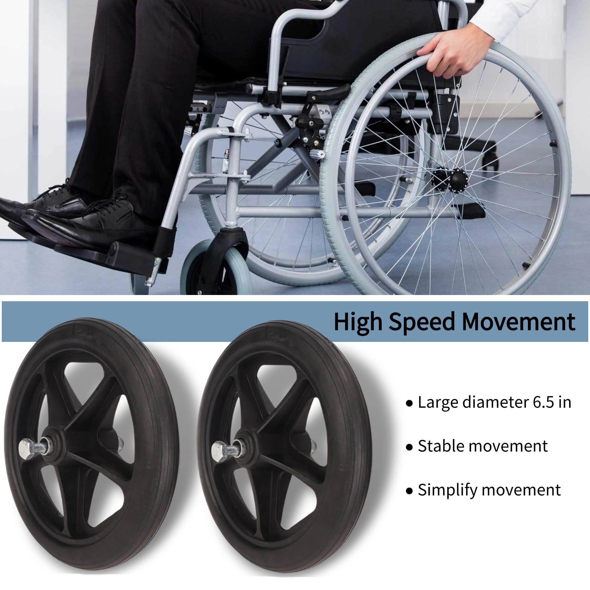 Reemplazo de Rueda de Silla de Ruedas, 2 Piezas de Rueda de Silla de Ruedas de 7 Pulgadas, Reemplazo de Rueda de Goma, Accesorios de Repuesto para Ruedas de Andador
