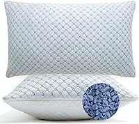 Yagamo Queen Size Cooling Pillows Set of 2 - Adjustable Shredded Memory Foam Bed Pillows for Neck Support, Side Back Stomach Sleepers