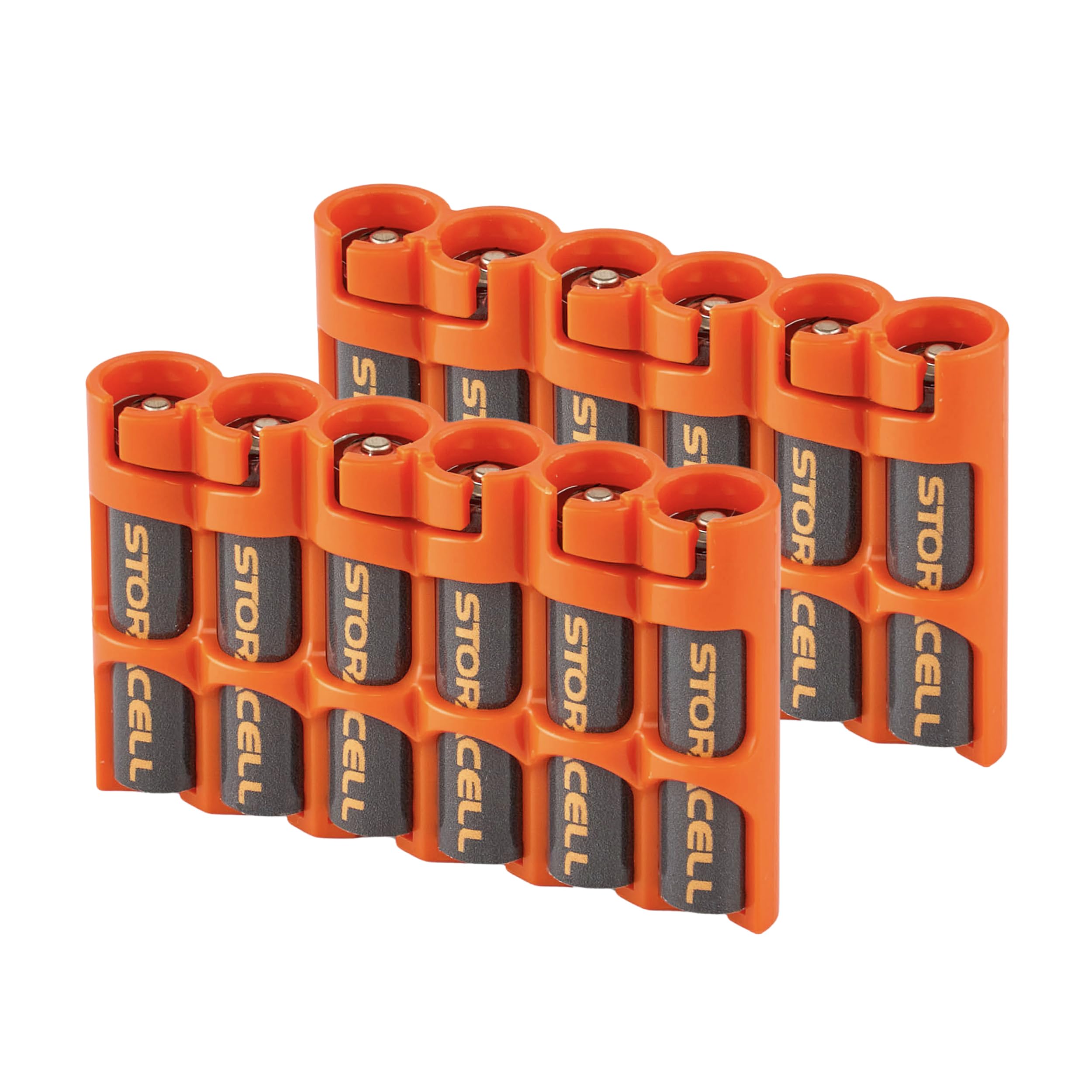 by Powerpax Slimline AAA Storage Container - Holds 6 Batteries, Orange (Pack of 2)