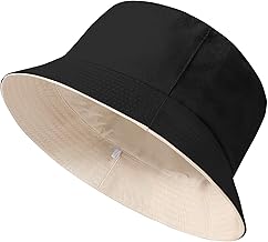 Xnova Bob Chapeaux de Soleil Unisexe Pliable Réversible, Coton Bucket Hat avec Corde Coupe-Vent Bobs Seau Anti UV, Chapeau de Boonie à Large Bord Extérieur pour Hommes Femmes