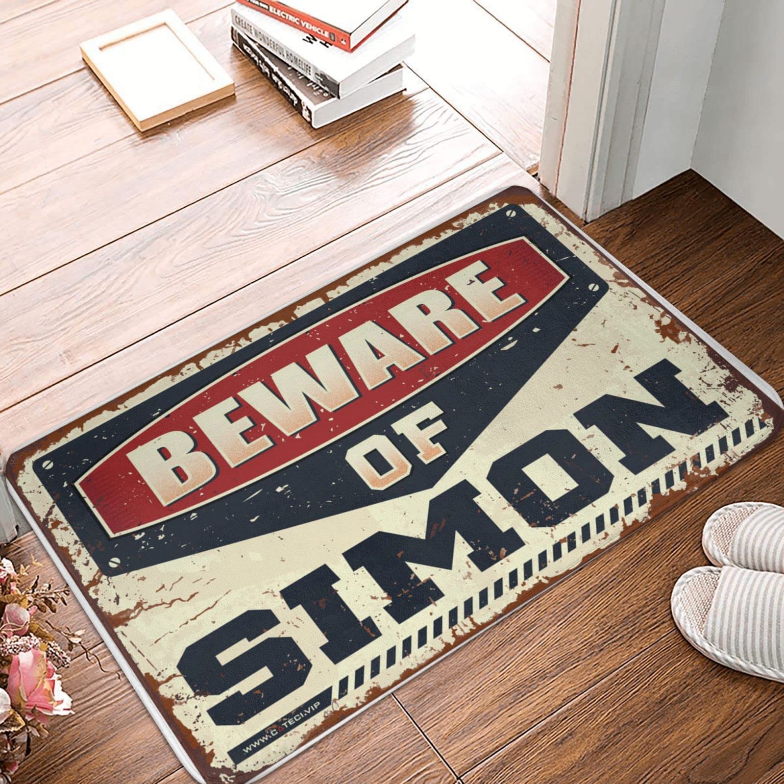 Tapis d'extérieur d'automne Beware of Simon 50x80cm pour déco de porte