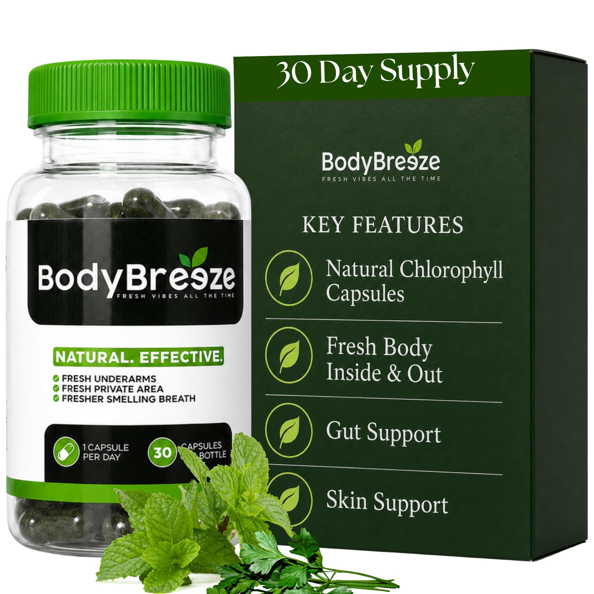 BodyBreeze Suplemento de Clorofila em Cápsulas, 30 cápsulas