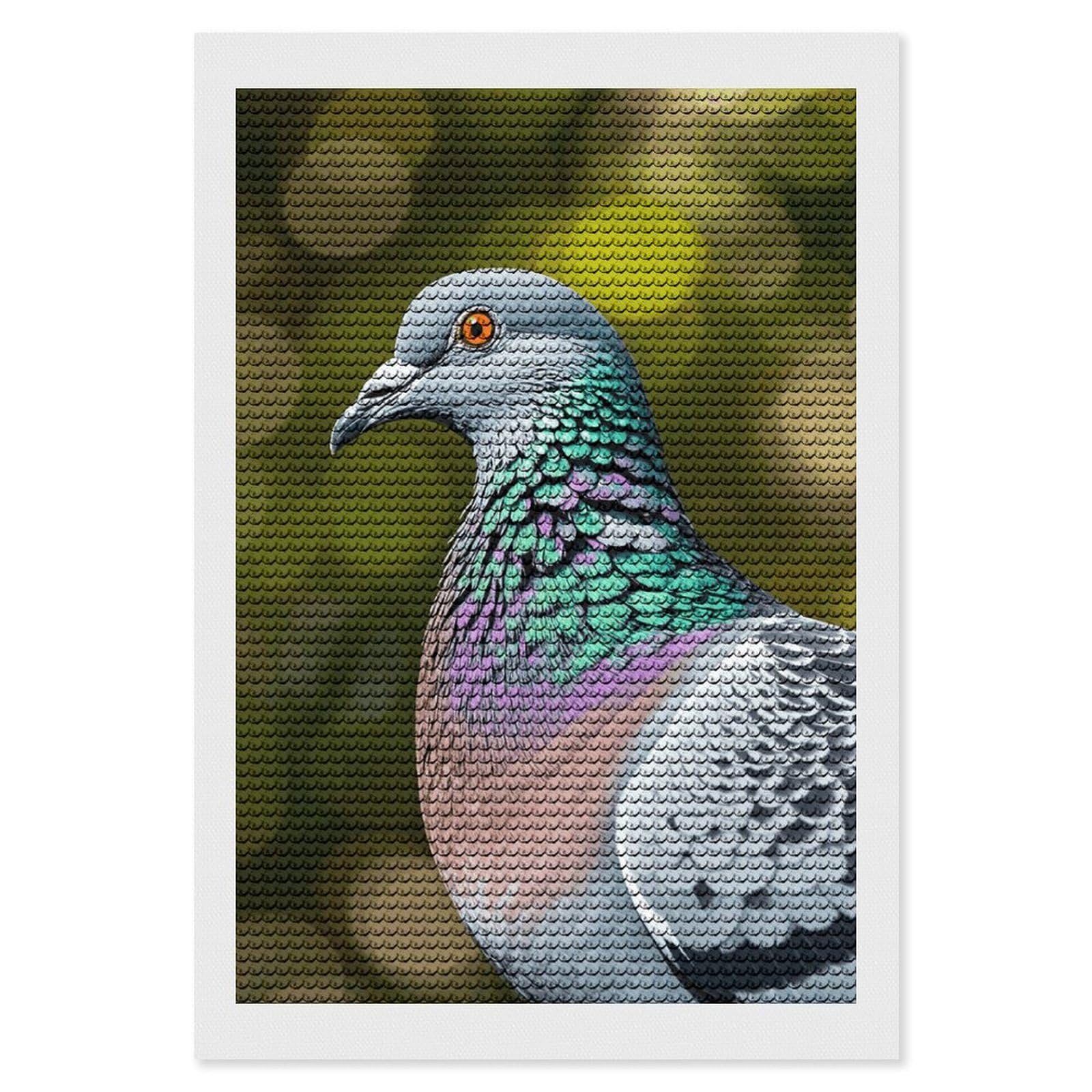 STVNKML 5D Diamond Painting Kit for Adults 8"x12" Full Drill DIY Grey Pigeon Diamond Art Painting with Premium Tools (Pen, Tray, Wax) HD Canvas, Creative Decor Craft Gift