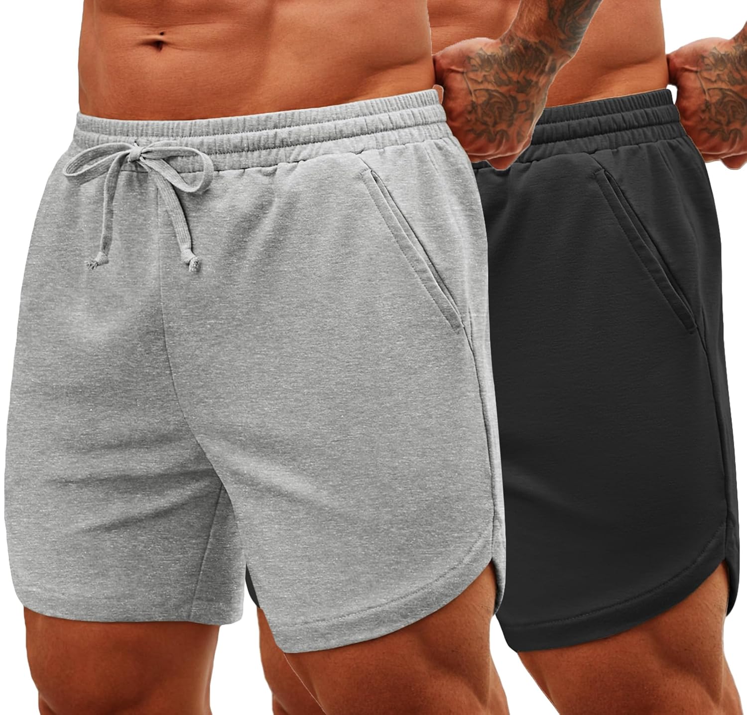 COOFANDY Mens Sweat Shorts 2 Pack 7 Gym Workout Drawstring Jogger Shorts with Pockets