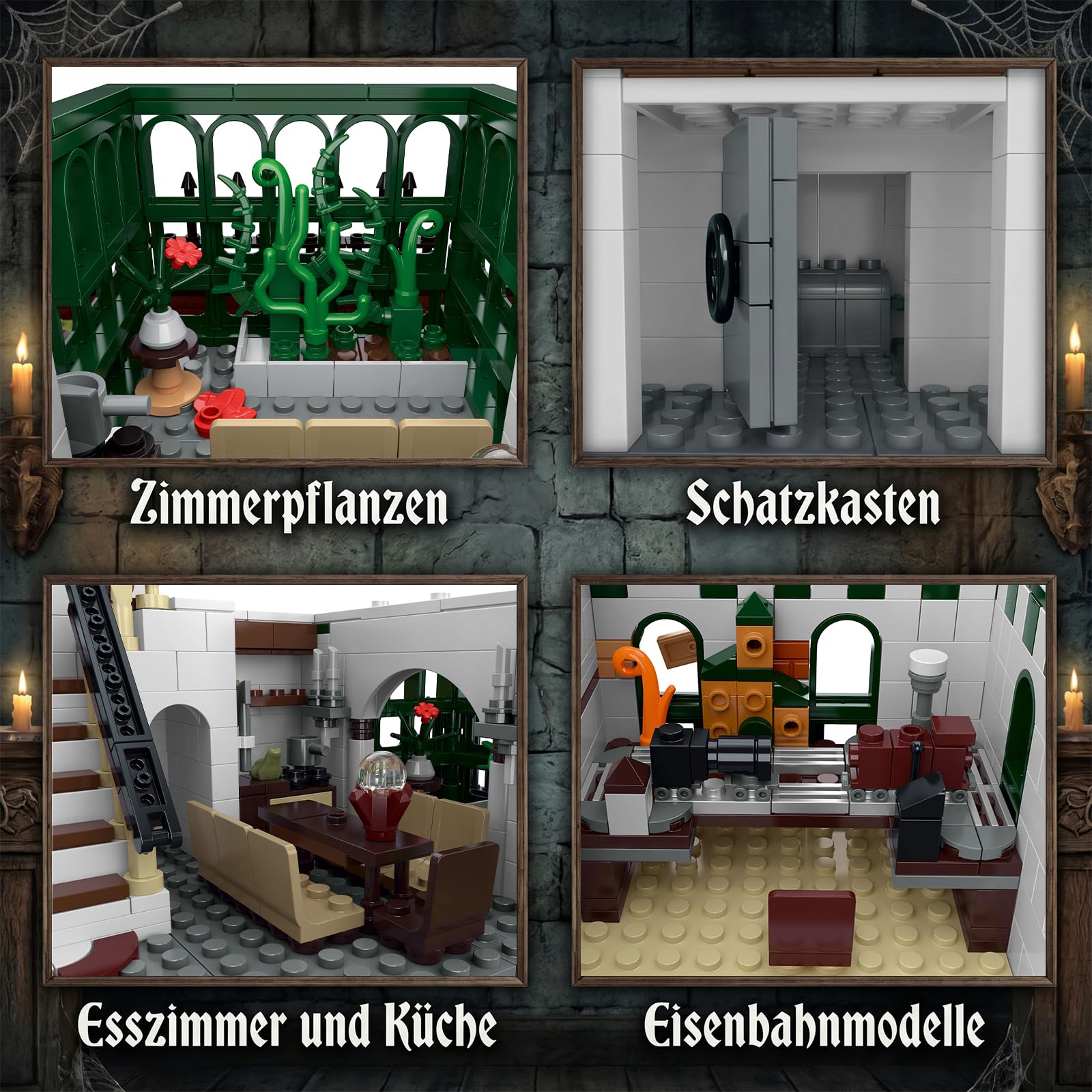 Geisterhaus Modular Building Set für Erwachsene | 3378 Teile Gotisch Castle Ritterburg, Halloween Mittelalter Burg, Horror Klemmbausteine Haus, Haunted House