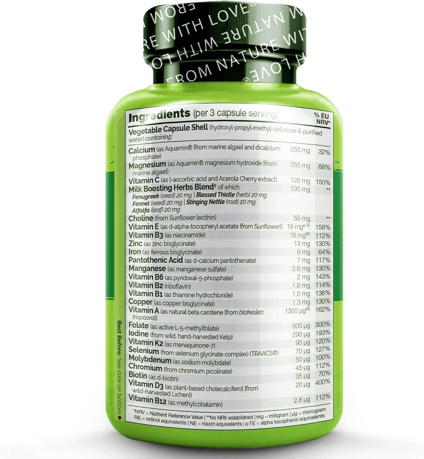 NATURELO Postnatal Multivitamin, Natural Vitamins & Minerals Including Vitamin D, Folate, Calcium - Image 3