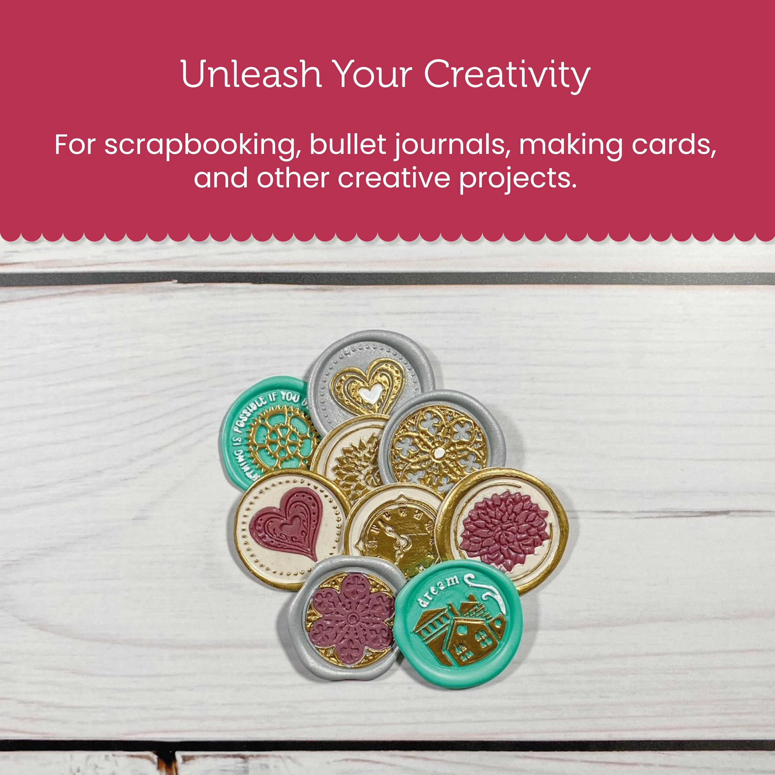 Stamperia - Set of Seals for Scrapbooking, Albums, Card Making, Bullet Journalling and More, Perfect for Personalised Stamping, Crafts, and Gifting (Silent Sea) (6 Seals) (dia. 2.5cm)