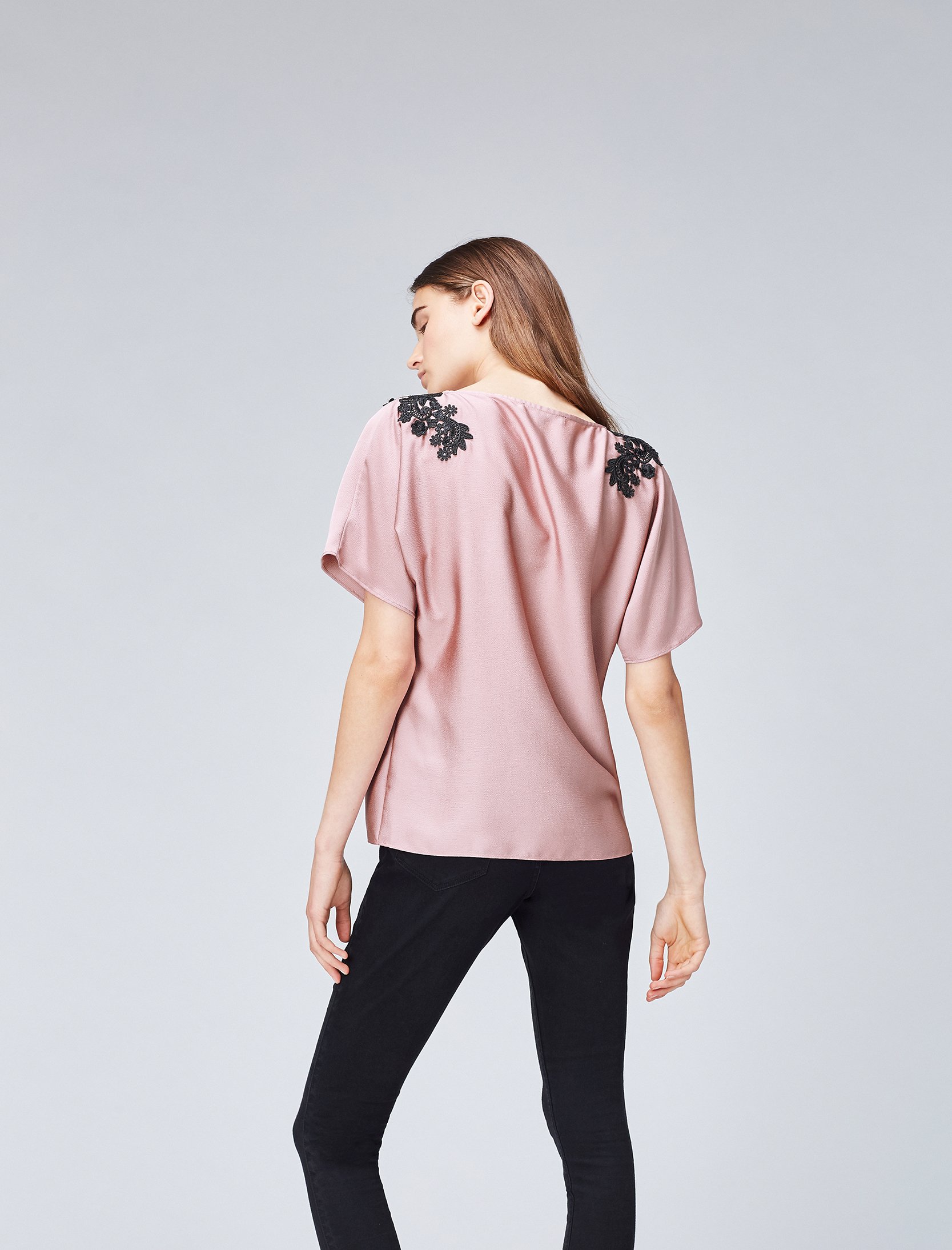 find. Lace Trim Shoulder Blouse Femme, Rose (Old Rose), 36 (Taille Fabricant: X-Small)