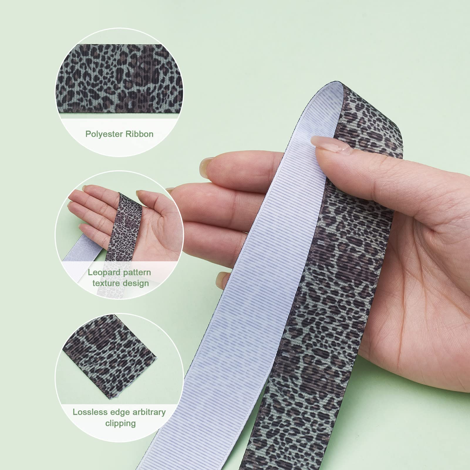Pandahall 4 rollen luipaardprint grosgrain lint 1 inch breed dier jachtaas print ambachtelijke lint voor hoofdbanden haarstrikken cadeauverpakking naaien knutselen 10 yards/rol