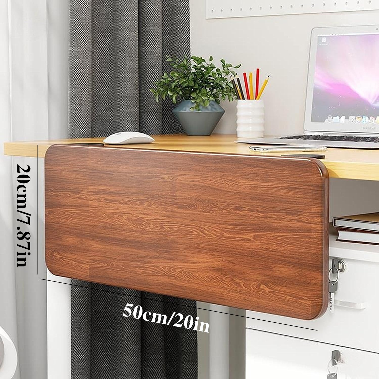 Ergonomische Computer-Schreibtisch-Verlängerungsplatte, Braun | Ergonomisch, Montage ohne Bohren, Klemmbefestigung an der Tastaturablage, Für Zuhause und Büro