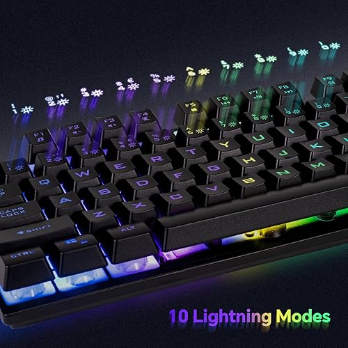 Miniatura 3 de Juego de teclado para juegos, mouse y mouse con micrófono, todo en uno, USB con cable RGB, retroiluminado, arco iris, botón lateral, compatible con