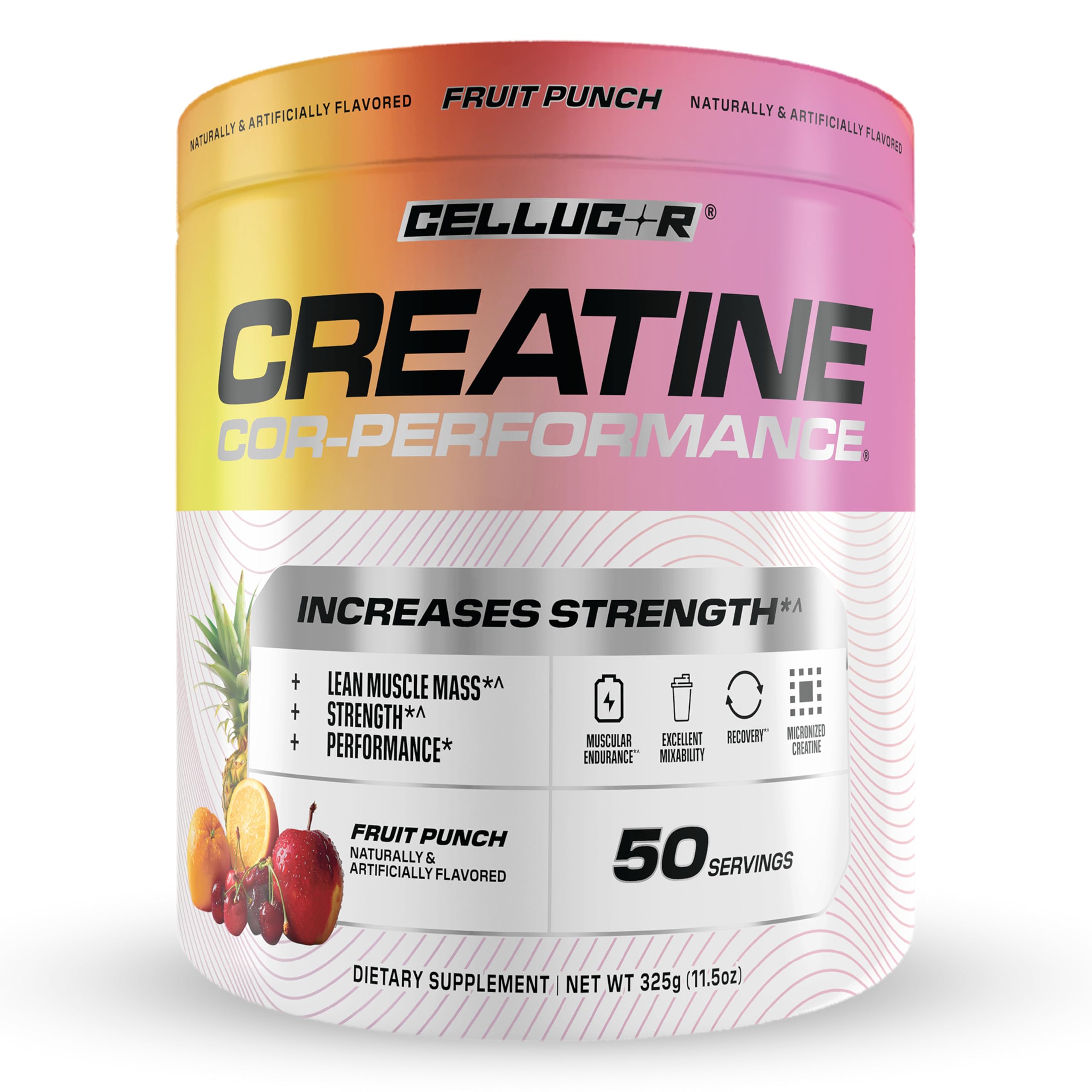 Creatine Powder, Fruit Punch Flavor - Increases Strength, Lean Muscle Mass & Endurance, Micronized Creatine for Fast Absorption, 5g Creatine per Serving, 50 Servings