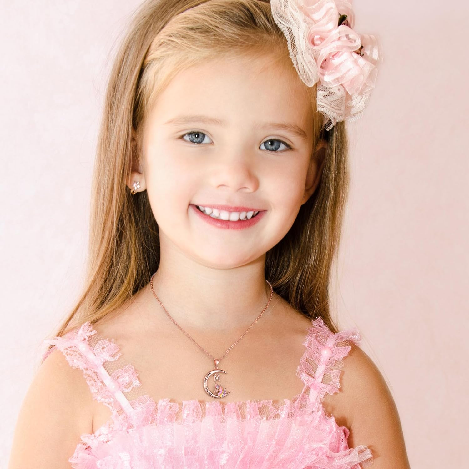 Unicorns Gifts for Girls Necklaces, 14K Gold/White Gold/Rose Gold Plated Moon Pendant Unicorn Necklace for Girls Letter Initial Unicorn Necklace for Girls Kids Toddler Unicorn Gifts for Girls - Image 4