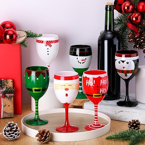 Miniatura 8 de Nitial Juego de copas de vino de Navidad con tallo de acebo, copas de vino, copas de Santa para vino, agua, champán, para Navidad, Año Nuevo,