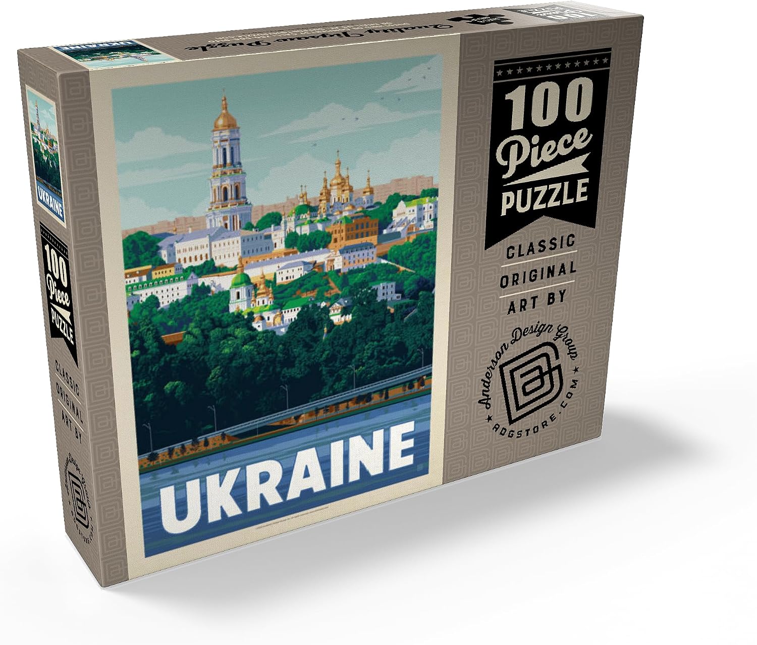 MyPuzzle Ukraine: Kiev, Vintage Poster - Premium 100 Piece Jigsaw Puzzle for Adults