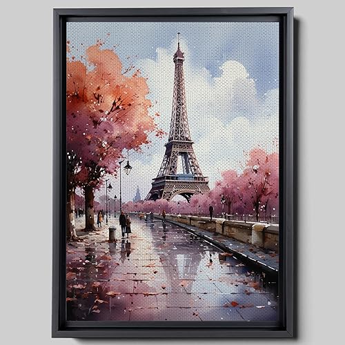 Eiffel Tower painting, Eiffel Tower wall art, depiction of the Eiffel Tower at night in brilliance