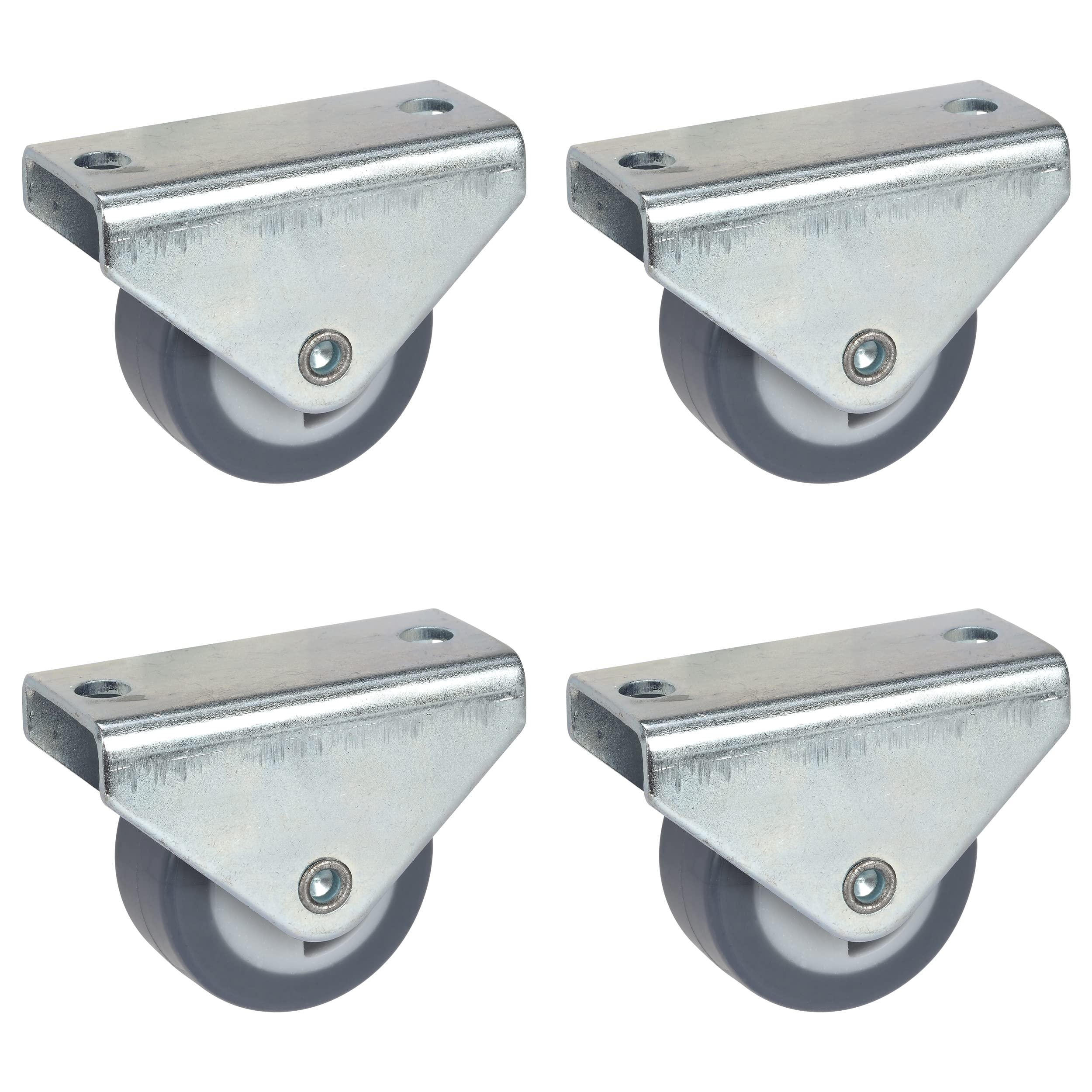 Dörner + Helmer 450050 4er Set Möbel-Bockrolle 30 mm, richtungsfixiert, mit Platte, spurfreies TPE, Tragkraft 105 kg/Set