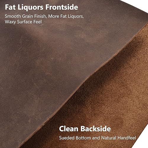 Miniatura 9 de Tooling - Hojas de cuero cuadrado de 0.039 a 0.079 pulgadas de grosor, parte superior auténtica, grano completo, color marrón tostado, hojas de