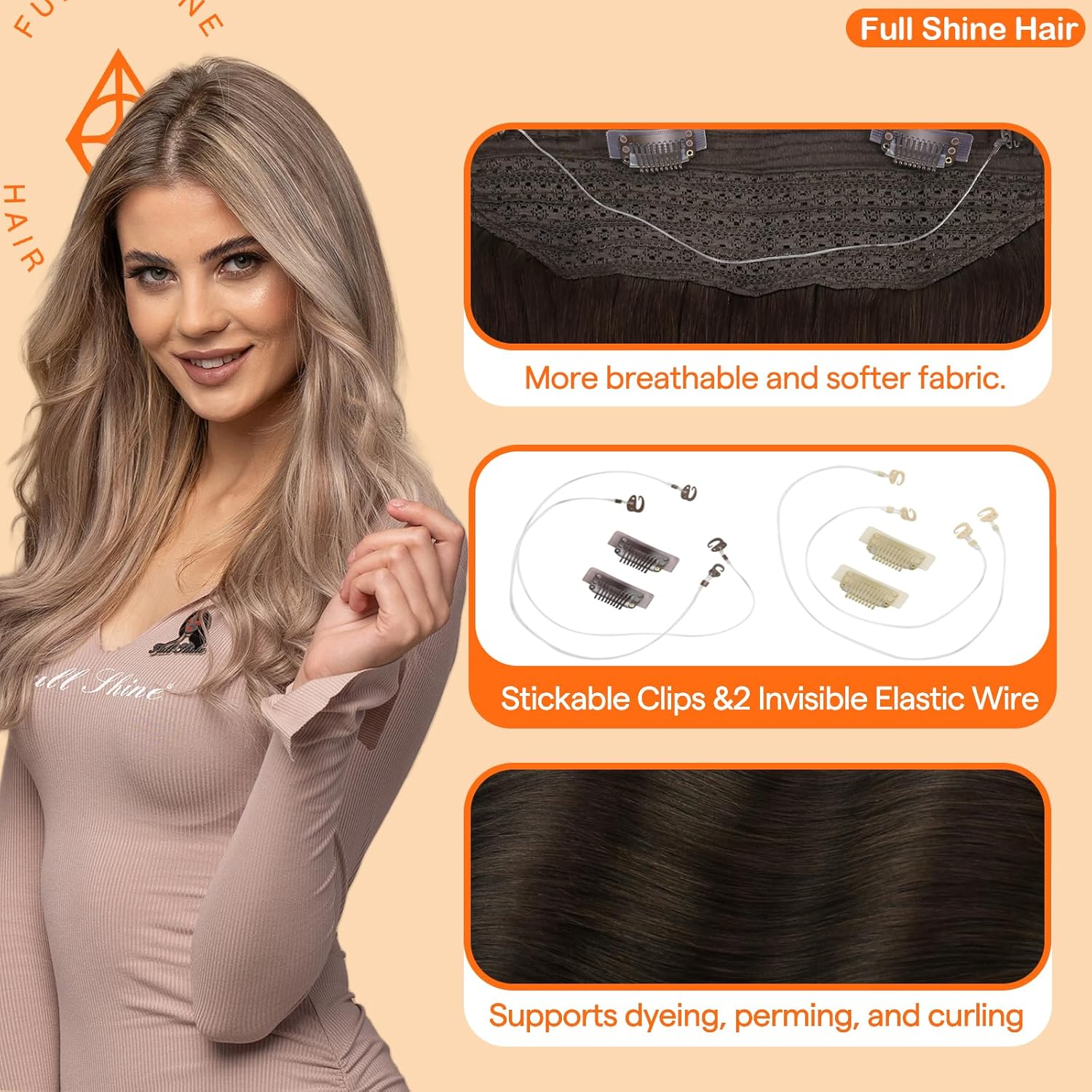 Full Shine Wire Hair Extensions Human Hair, Dark Egypt Ubuy