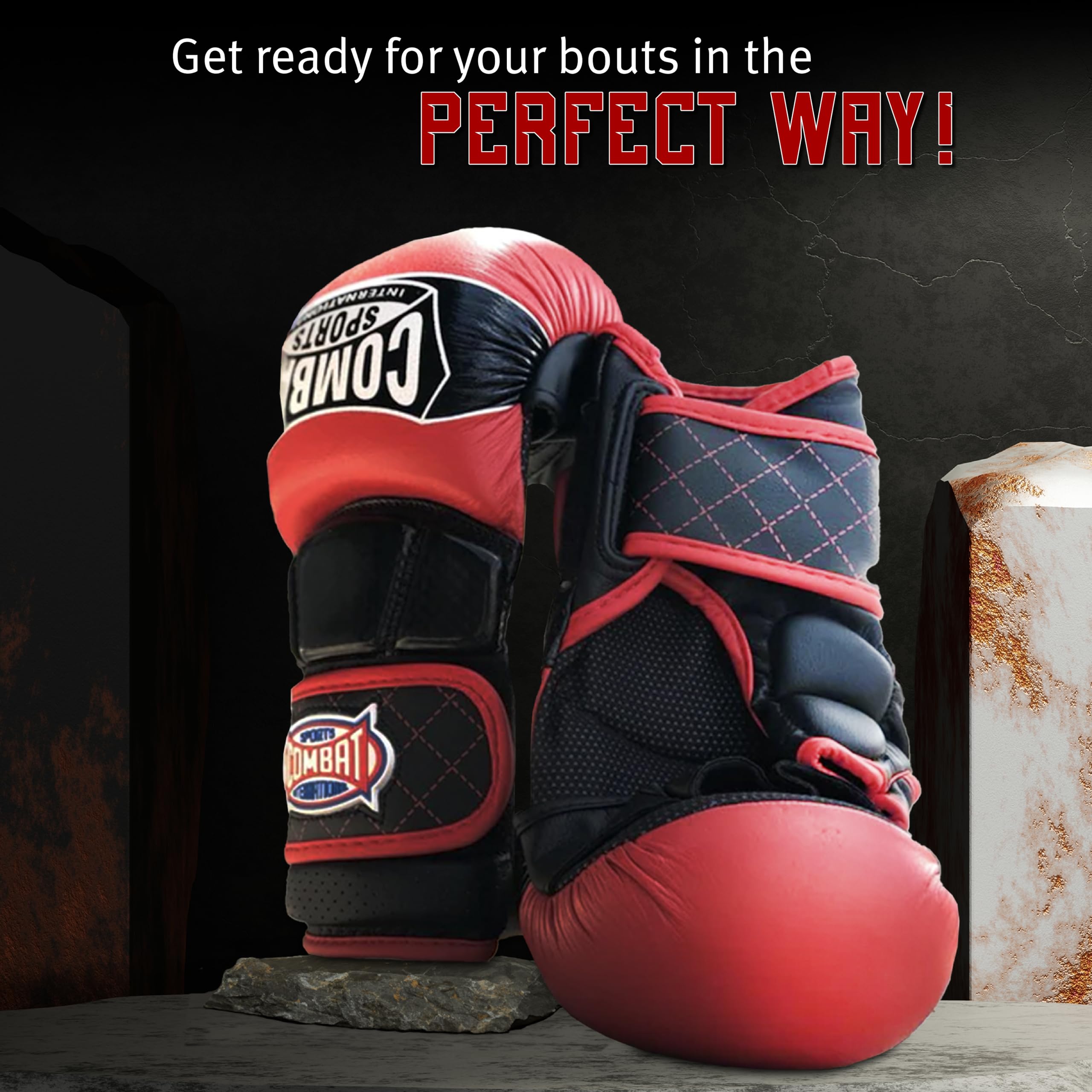 Combat Sports Max Strike MMA - Guanti da allenamento con palmo aperto, senza dita per MMA, Muay Thai e Kickboxing