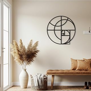 Golden Ratio Metal Wall Art – Fibonacci Spiral Wall Decor, Modern Geometric Circle Design, Handmade Math Inspired Wall Hanging for Home or Office